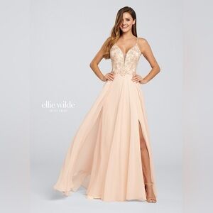 ELLIE WILDE BY MON CHERI EW119169 Incredible Chiffon Prom Blush Dress Size 4